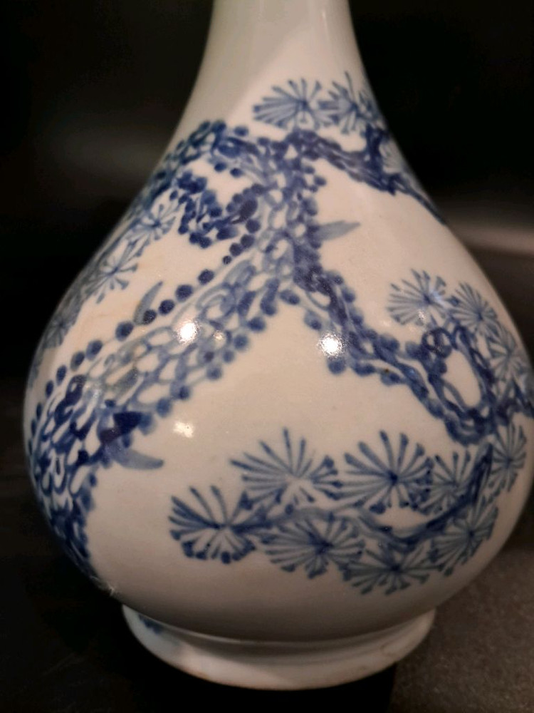 청화백자 소나무 인물문 주병 이미지