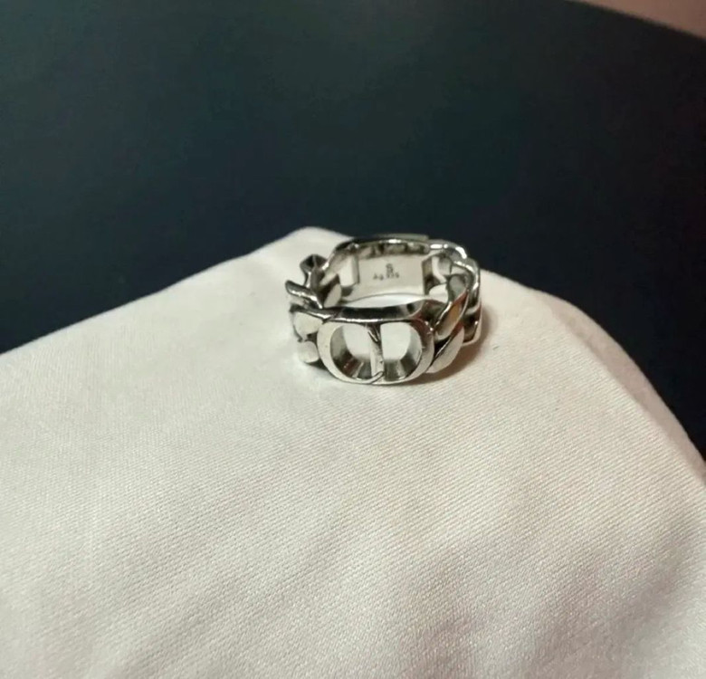 디올 CD아이콘 체인 링크 반지--0