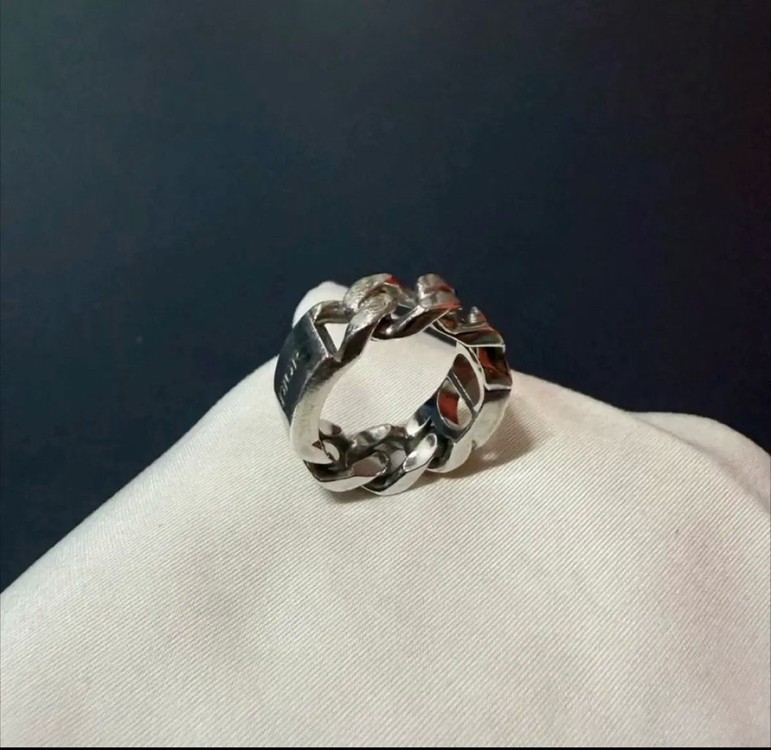 디올 CD아이콘 체인 링크 반지--2