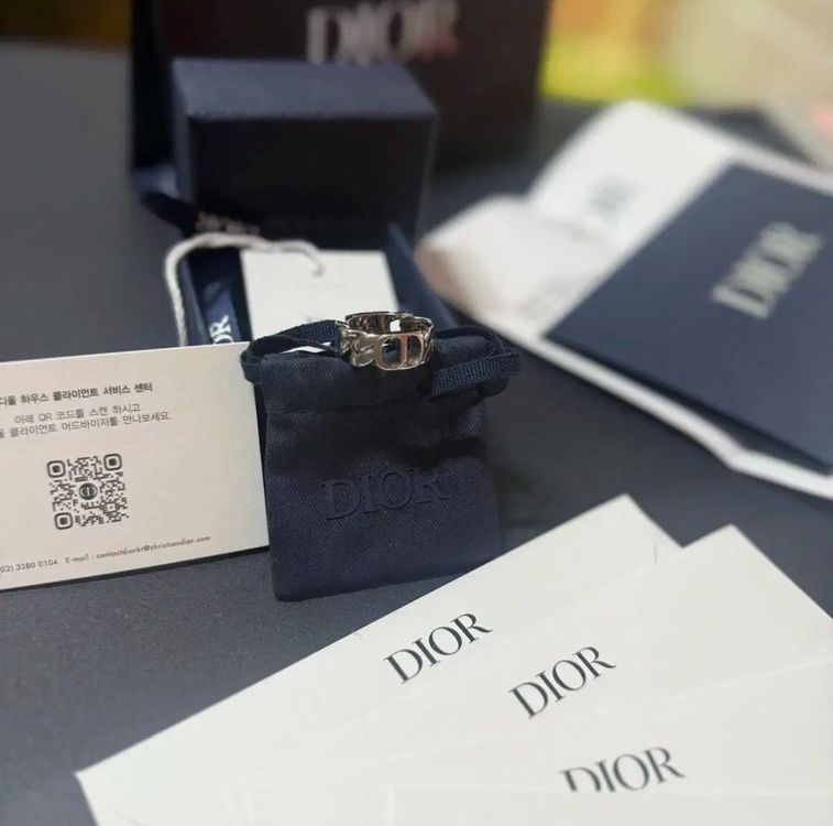 디올 CD아이콘 체인 링크 반지--4