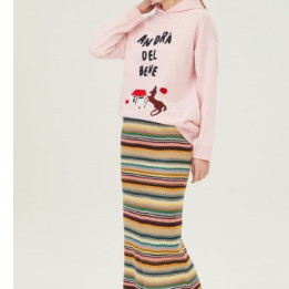 베네통 컬러 블록 비비드 니트 스커트 프리사이즈 정품