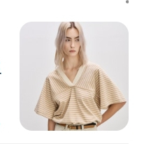 시스템 SYSTEM 스트라이프 백 스트랩 v넥 티셔츠 프리 사이즈