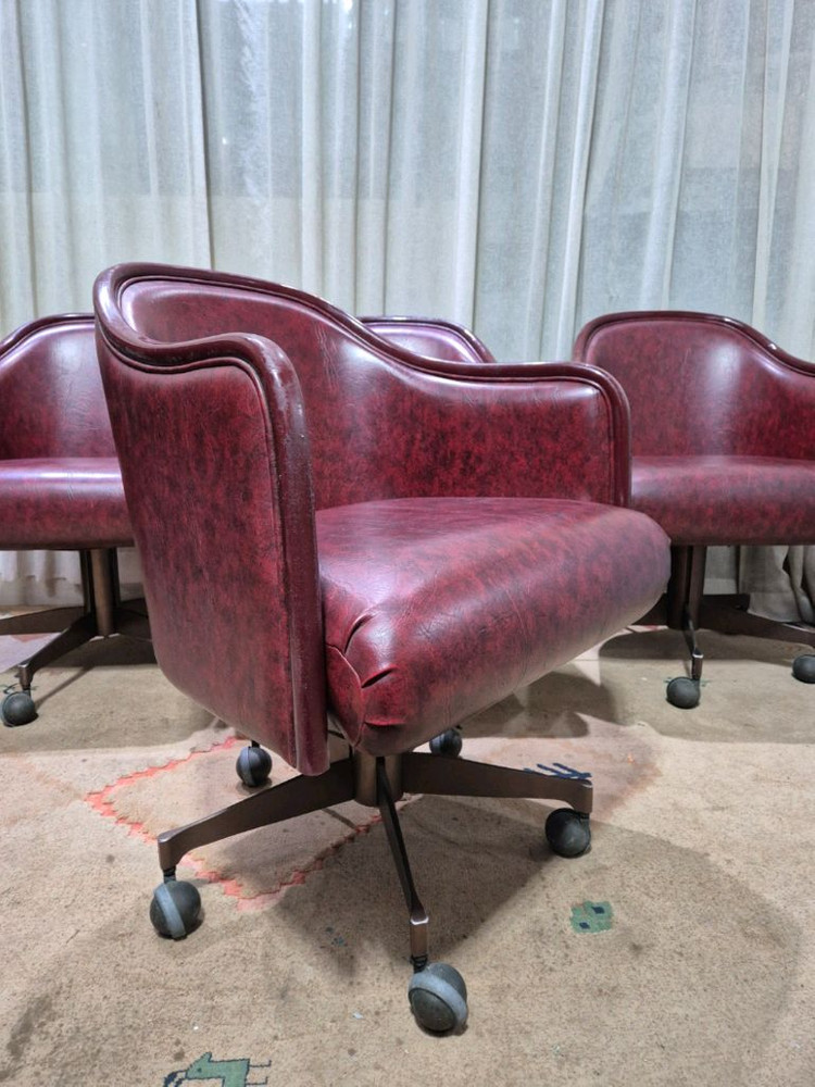 빈티지 미드센츄리 모던 가죽의자x4--4