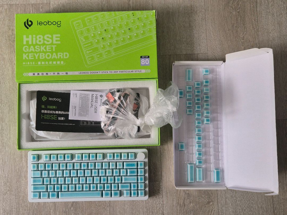 레오보그 hi8se 블루치즈축 + 세라키 크레이즈드 블루 알루미늄 유무선 키보드--1