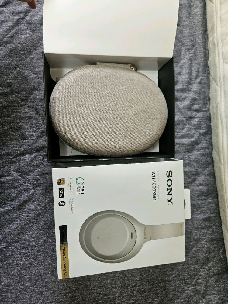 소니 WH-1000XM4 실버 노이즈캔슬링 무서헤드폰--1