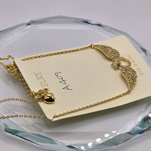 큐빅 날개 팬던트 목걸이