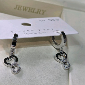 큐빅셋팅 원터치 드롭 귀걸이