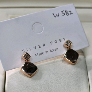 큐빅셋팅 925은침 드롭귀걸이