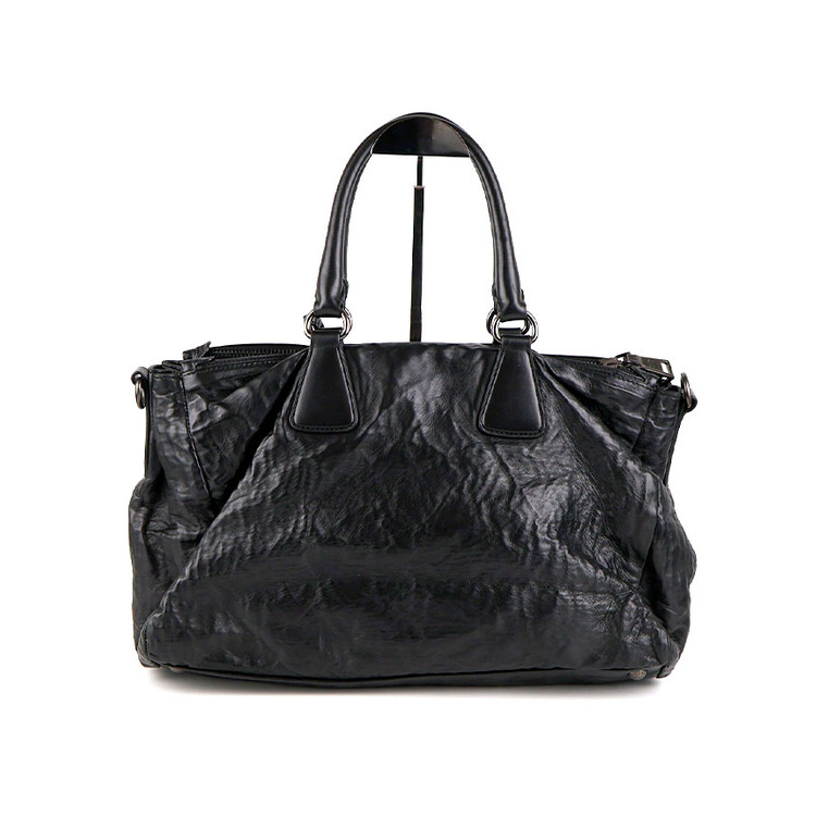 [중고명품다올] 프라다 나파 링클 가죽 토트 숄더백 블랙 BL0743--4