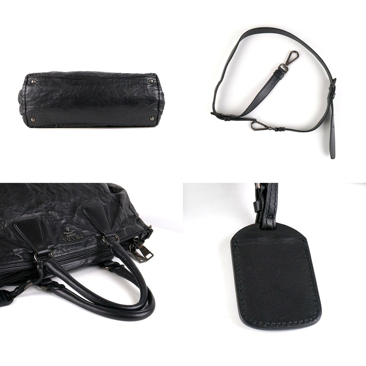 [중고명품다올] 프라다 나파 링클 가죽 토트 숄더백 블랙 BL0743--6