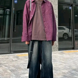 [ 새상품 M ] 언지미크 레귤러 포켓 워시드 반팔 티 퍼플