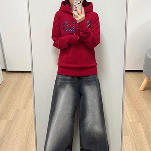 폴로 랄프로렌 신형 체크 스펠아웃 레드 후드티