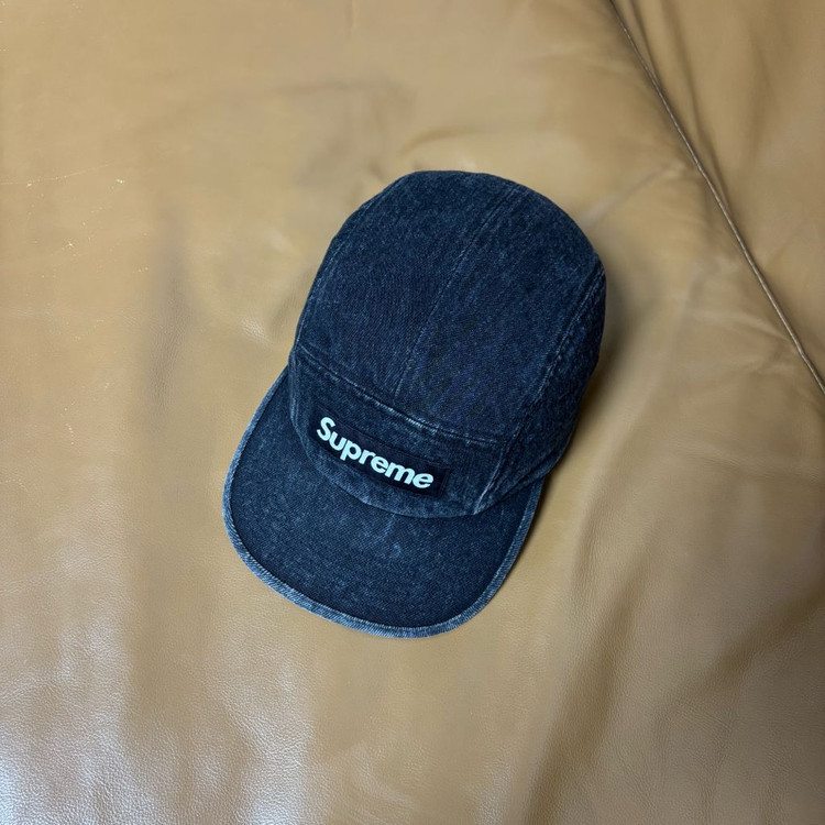 슈프림 캠프캡 모자 박스로고 데님 블랙--4