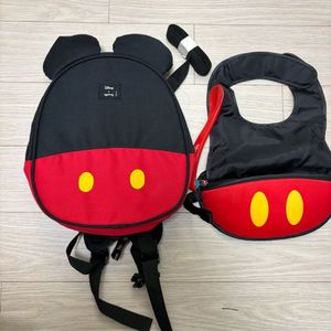 아가방 디즈니 미키마우스 미아방지 가방, 비박스 미키마우스 턱받이 스푼