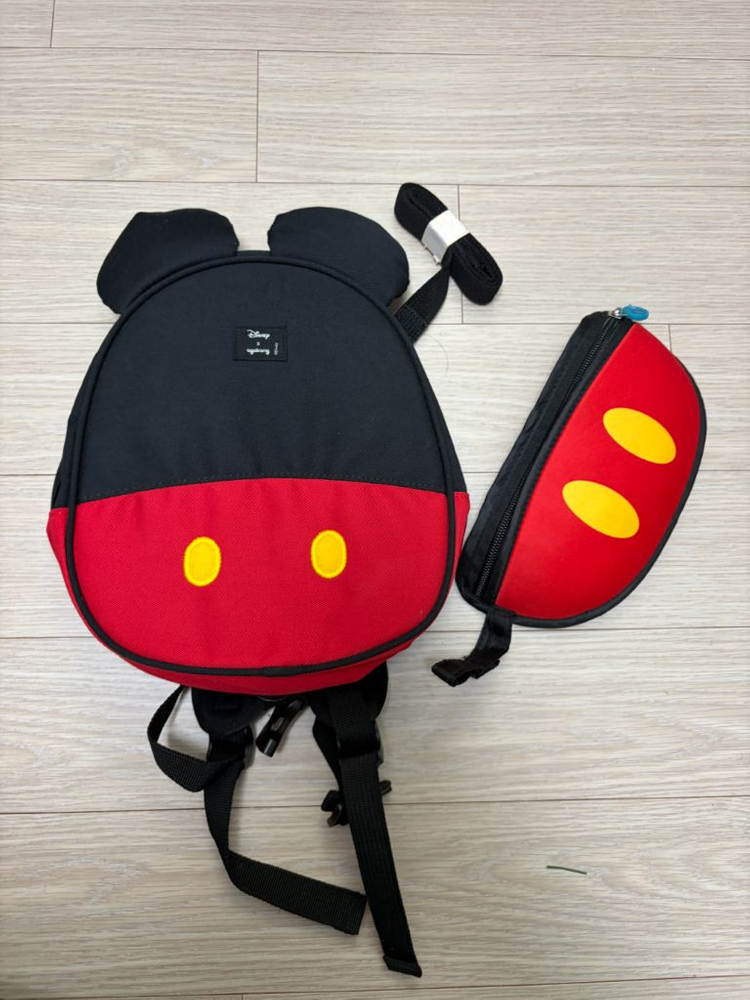 아가방 디즈니 미키마우스 미아방지 가방, 비박스 미키마우스 턱받이 스푼--1