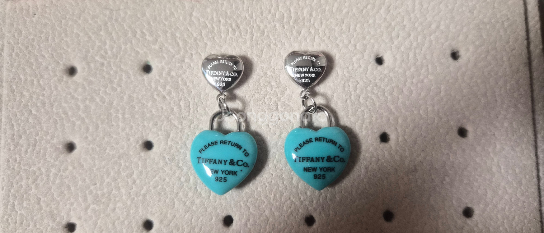 티스타일 민트통통하트 실버컬러 귀걸이 목걸이 세트 (새상품)--3