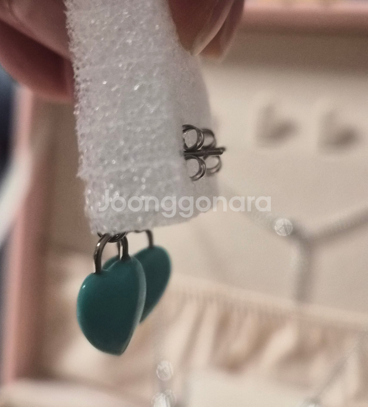 티스타일 민트통통하트 실버컬러 귀걸이 목걸이 세트 (새상품)--5