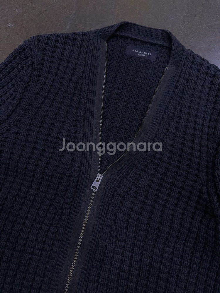 올세인츠 케이블 집업 니트 스웨터 집업 가디건 블랙 M--3