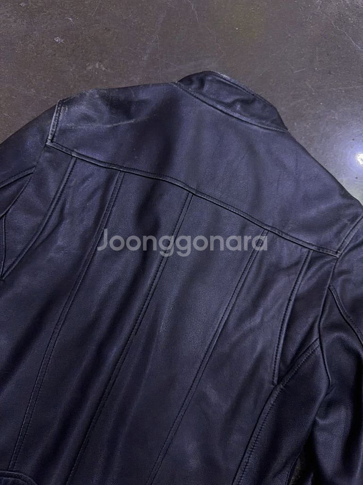 L 옴므 빈티지 양가죽 레더 싱글 라이더자켓 블랙 M--6