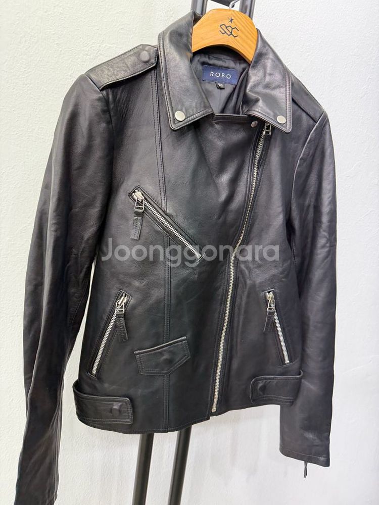 정품) ROBO 로보 블랙 가죽 라이더 양가죽 자켓 55--1