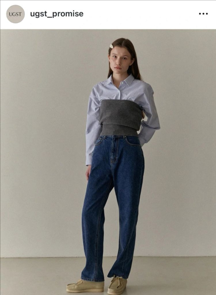 어그스트 UGST 스트라이프 오버핏 셔츠--2