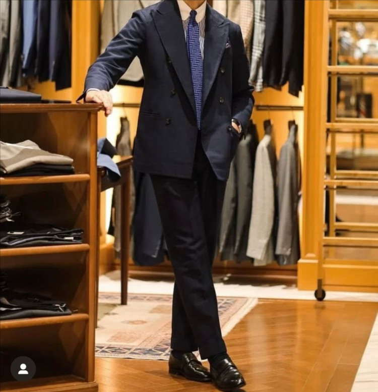 알폰소 시리카 네이비 더블수트 48--2