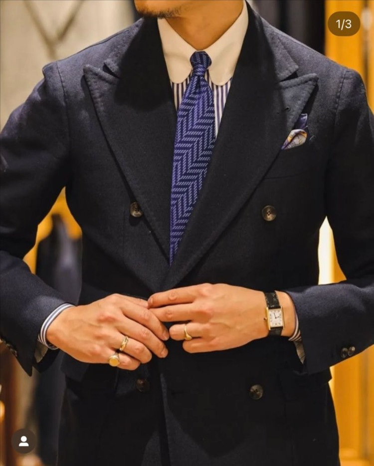 알폰소 시리카 네이비 더블수트 48--3