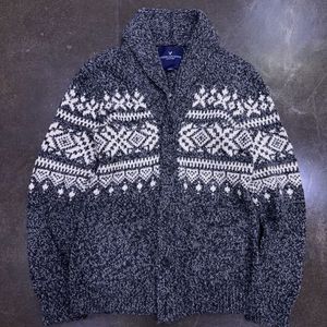 아메리칸이글 페어아일 스노우 플레이크 숄 카라 스웨터 가디건 S