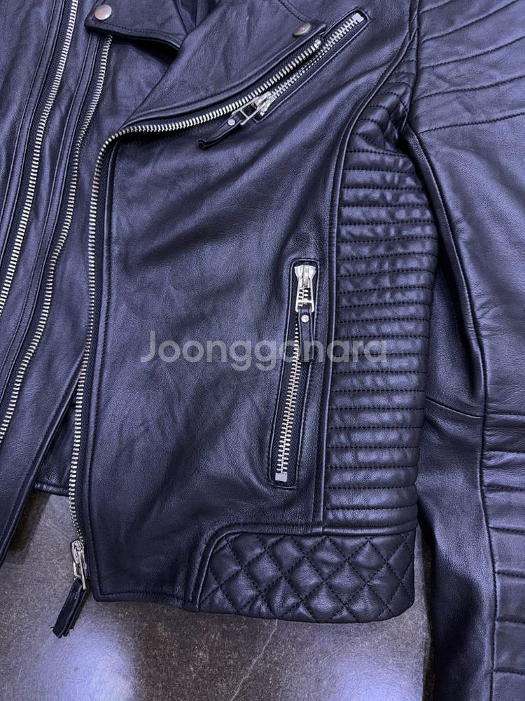 DP 빈티지 퀼팅 바이커 더블 지퍼 엠보싱 양가죽 라이더자켓 50--4