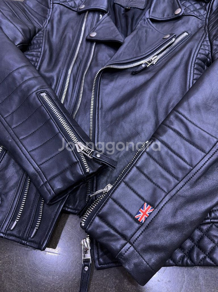 DP 빈티지 퀼팅 바이커 더블 지퍼 엠보싱 양가죽 라이더자켓 50--5
