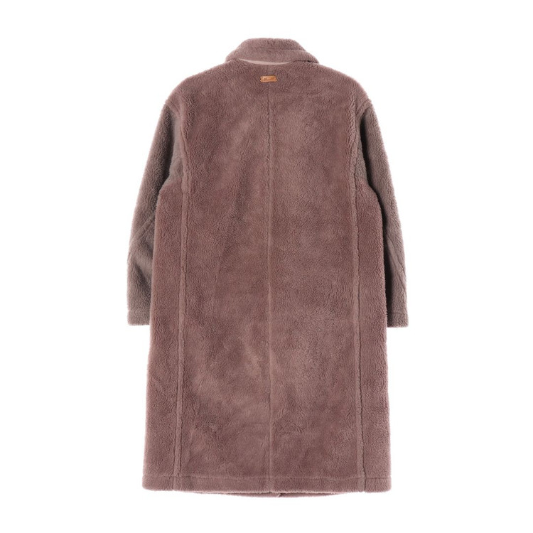 써스데이아일랜드 핑크 브라운 무스탕 테디베어 테리 롱 코트 이미지