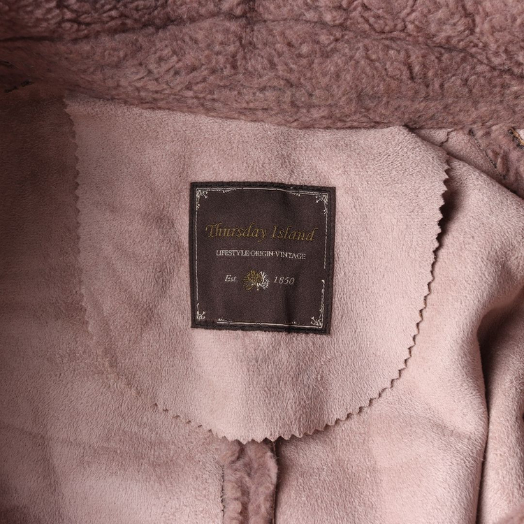 써스데이아일랜드 핑크 브라운 무스탕 테디베어 테리 롱 코트 이미지