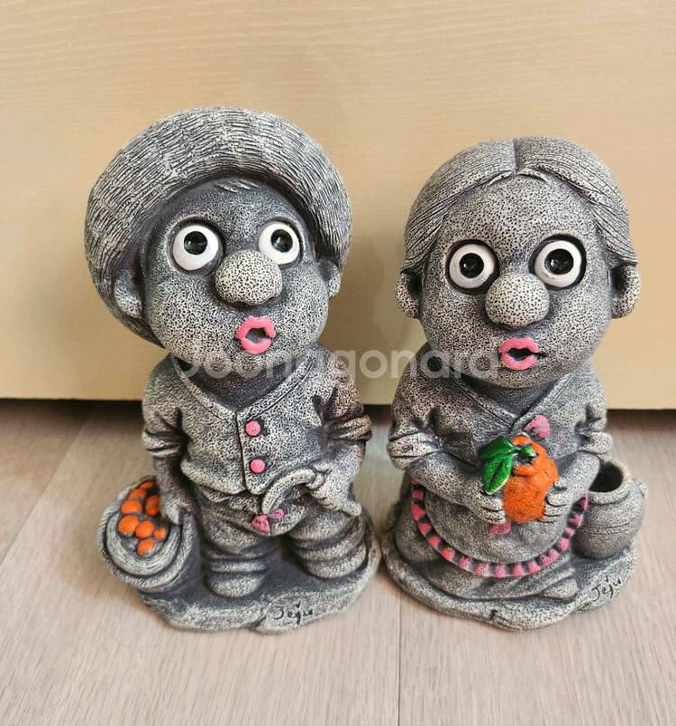 새거 제주도 돌하르방 장식품 한쌍 돌하르방 인형--0