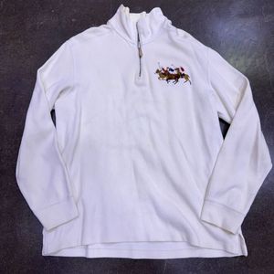 폴로 랄프로렌 더블 포니 자수 하프 집업 맨투맨 아이보리 L