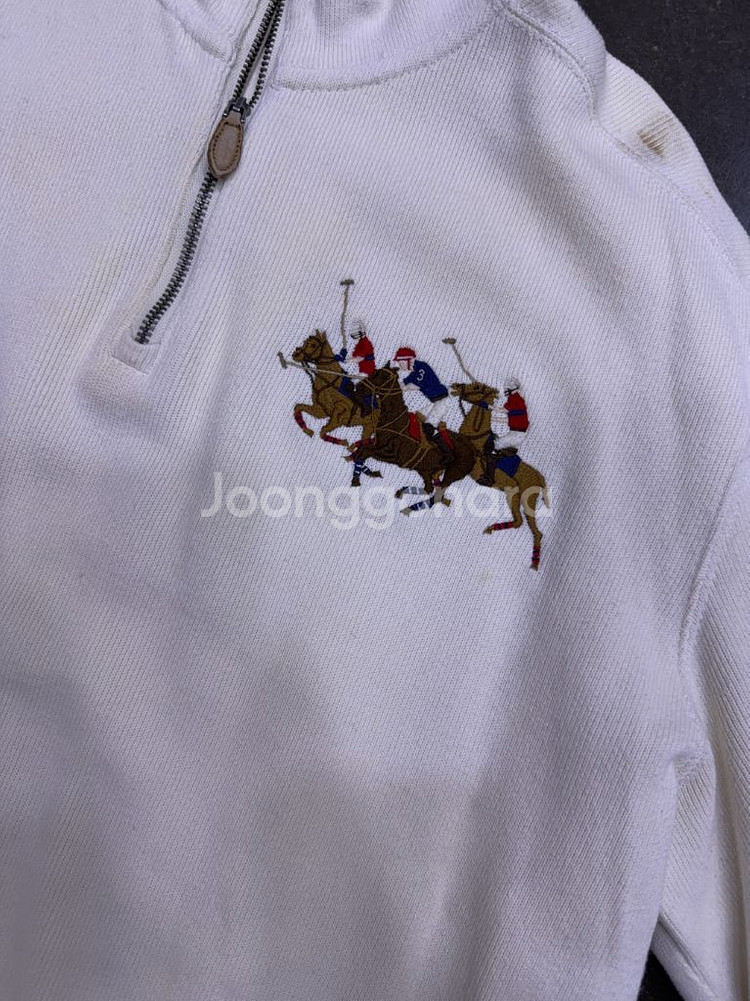 폴로 랄프로렌 더블 포니 자수 하프 집업 맨투맨 아이보리 L--2