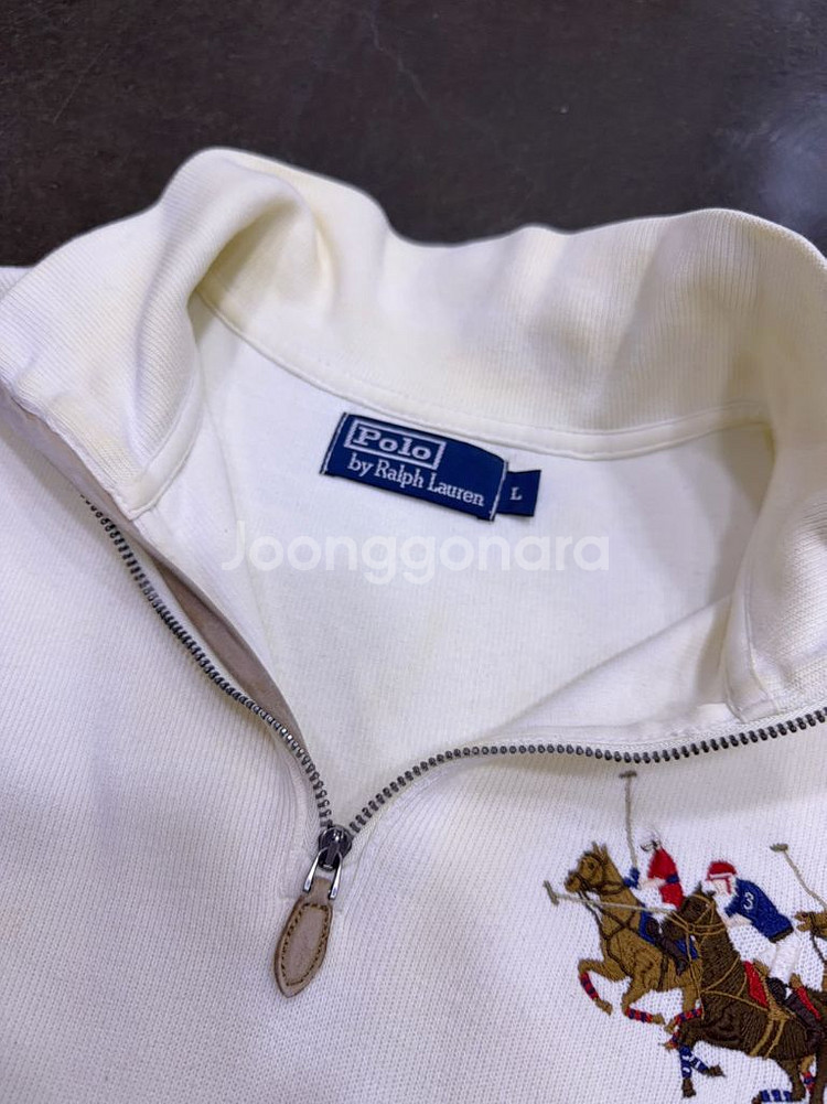 폴로 랄프로렌 더블 포니 자수 하프 집업 맨투맨 아이보리 L--6