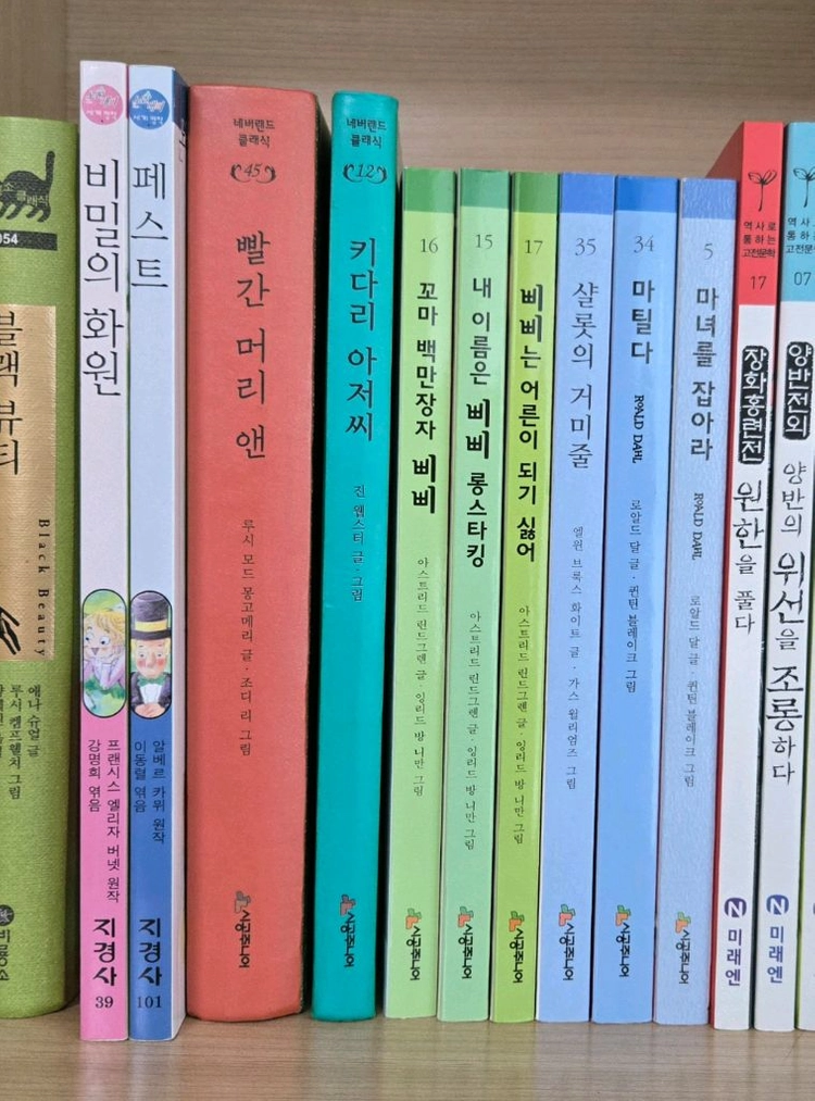 비룡소클래식 새책-빨간머리앤,키다리아저씨 등 7권/시공주니어 문고-삐삐,마틸다,샬롯의거미줄 등 이미지