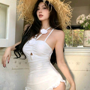 흰색 러플원피스 수영복 s