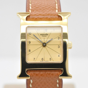 에르메스 H아워 금장 중고명품 손목시계 여성용 PM 사이즈 21mm 여성가죽시계