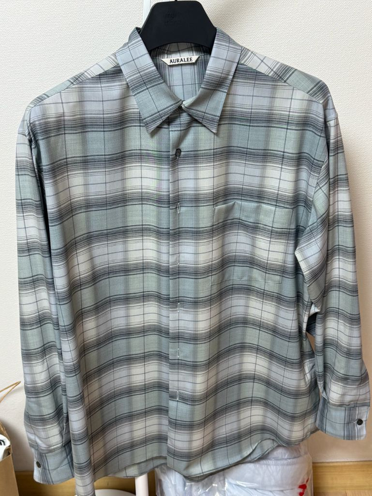 25ss 오라리 체크셔츠 블루그린 4사이즈 팝니다--1