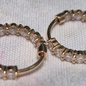 오벨리 18k 랩다이아몬드 원터치 귀걸이