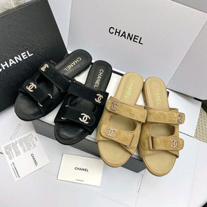 샤넬 스웨이드 슬리퍼