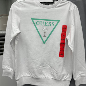 게스 삼각 로고 주니어 맨투맨 L-140 화이트