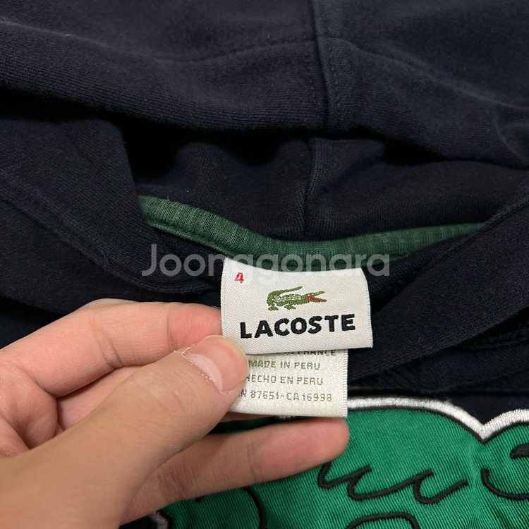 라코스테 빅로고 기모 후드티 [네이비] 4사이즈--3