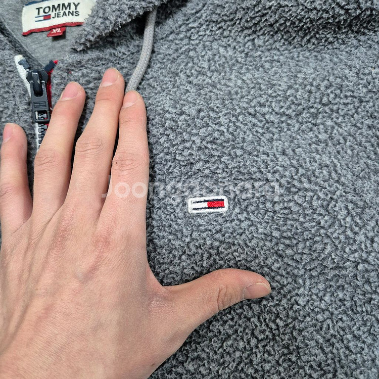 타미힐피거 진스 TJ 로고 후드 후리스 플리스 자켓 XL(105)--5