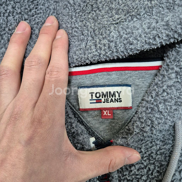 타미힐피거 진스 TJ 로고 후드 후리스 플리스 자켓 XL(105)--6