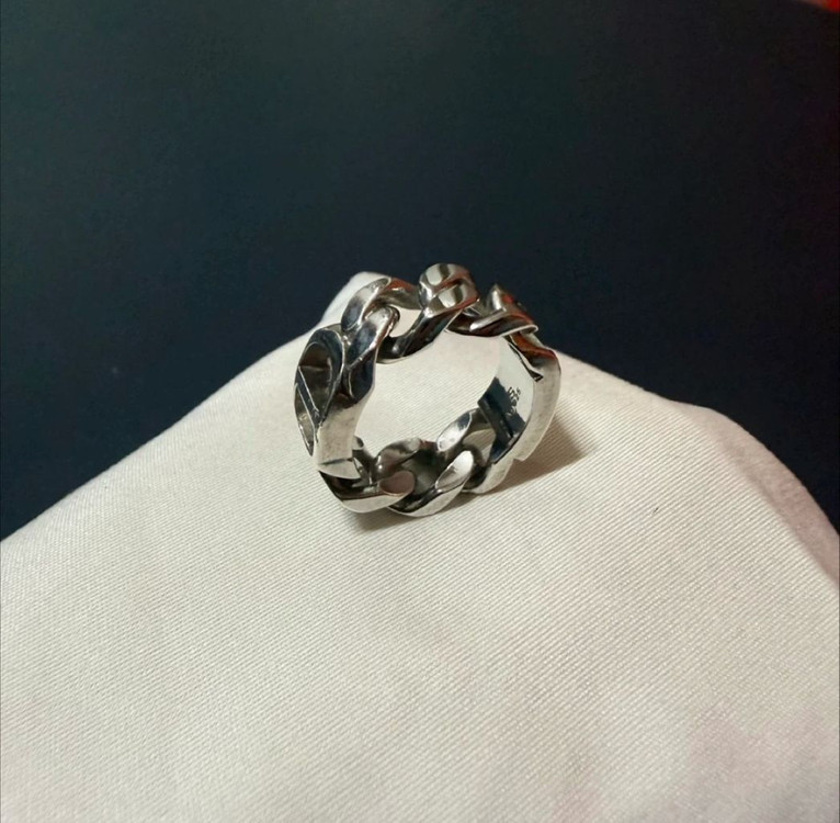 디올 CD아이콘 체인 링크 반지--1