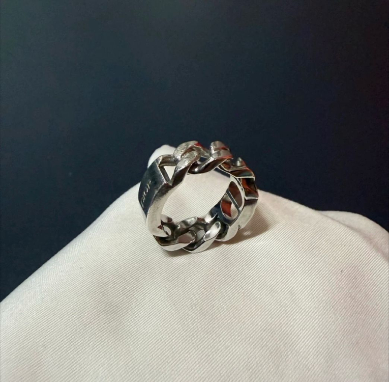 디올 CD아이콘 체인 링크 반지--2