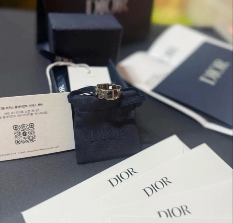 디올 CD아이콘 체인 링크 반지--3