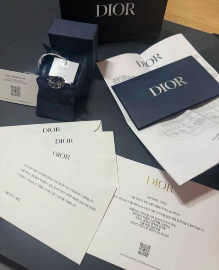 디올 CD아이콘 체인 링크 반지--4